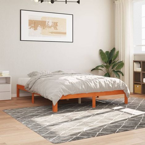 Bed Frame without Mattress Wax Brown 180x200 cm Super King Solid Wood Pine vidaXL (1/5)