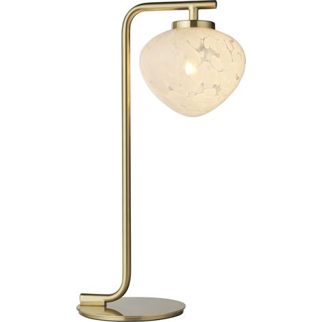 Endon Mali Lampe de table en laiton satiné, verre confetti blanc, 1x G9 (1/5)