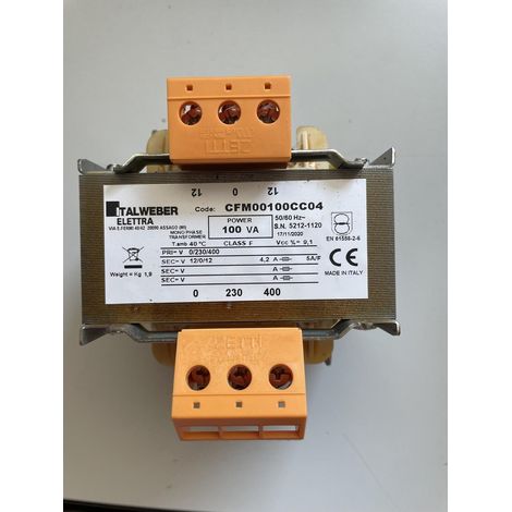 Trasformatore monofase 100va 230400v 12012v italweber cfm00100cc04