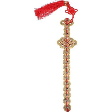 Chinesische Münze, Maskottchen aus Messing, Schwert, Heimdekoration, Kupferornament – 32,00 x 7,00 x 0,50 cm (1/2)