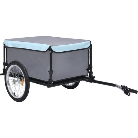 Rimorchio per bicicletta nero e blu 65 kg 020004481