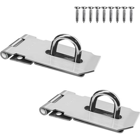 Lot de 2 verrous de porte en acier inoxydable, ensemble de verrouillage de sécurité pour portes, armoires, penderies, etc. (7,6 cm - Argent) (1/5)