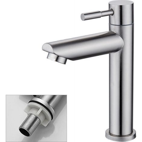 Bathroom Faucet Cold Water Only Sink Faucet Chrome Surface Durable Copper Hand Wash Faucet Ceramic Cartridge Removable Aerator Convenient to Clean or Replace