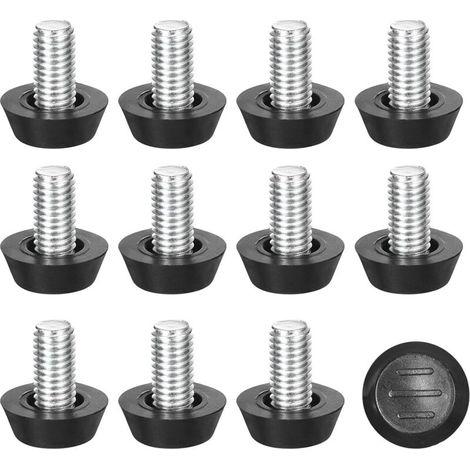 Set mit 12 verstellbaren Möbelfüßen, M8 x 15 mm Gewindeschrauben für Tische, Stühle und Möbelbeine, schwarz