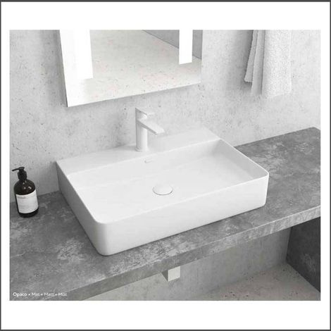 Lavabo d'Appoggio 50x42xh12 cm - Squadrato - Bianco Opaco (1/2)