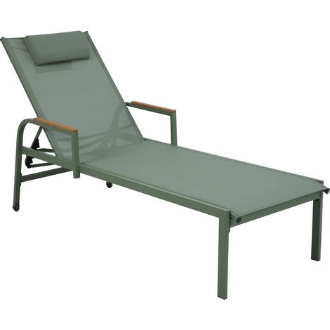 Tumbona Reclinable Verna de Acero y Textilene con 5 Posiciones Cojín y Reposabrazos 202x69.5x109cm 7house (1/5)