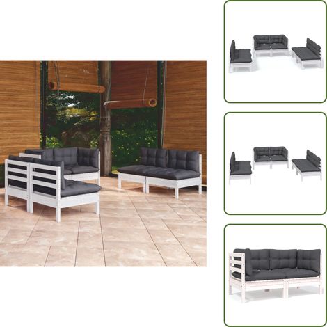 6-tlg. Garten-Lounge-Set mit Kissen Kiefer Massivholz - Garten Lounge Set - Kiefernholzmöbel - Outdoor Möbel - Gartenmöbel - Loungemöbel (1/5)