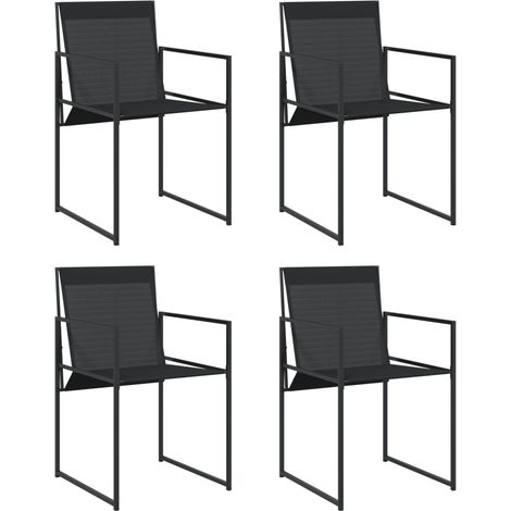 Chaises de jardin 4 lot de 2 Chaises d'extérieur noir acier et textilène (1/5)