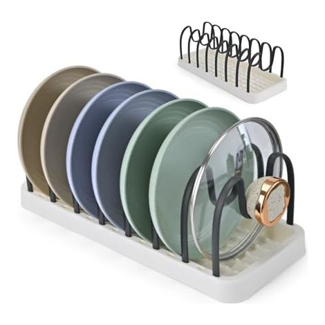 Égouttoir de cuisine amovible, pour ranger assiettes et vaisselle, égoutter et organiser, support multifonctionnel pour couvercles de casseroles (1/5)
