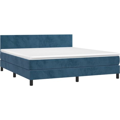 vidaXL Letto a Molle con Materasso e LED Blu Scuro 180x200 cm