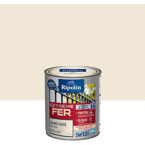 Ripolin – Peinture pour fer brillant 0,25L – Blanc cassé RAL 1013 – Protection anti-corrosion 9 ans – Application directe sur supports rouillés (1/5)