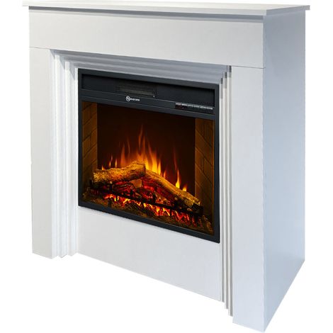 Camino Elettrico Alfaedo, Caminetto Superficie Riscaldabile 30 m2, Potenza (kw) 0.9/1.8, Indoor, 96x35x96h cm Bianco