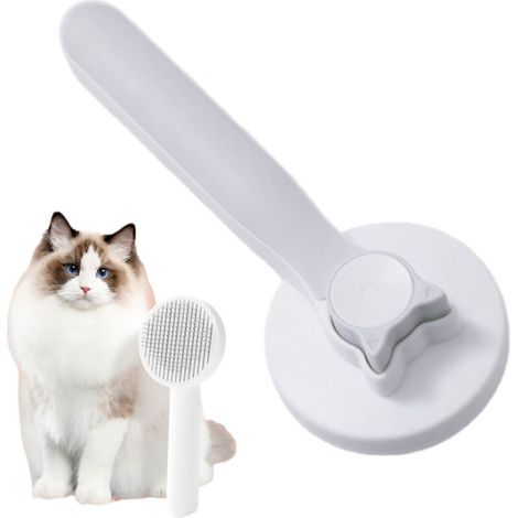 Brosse pour chat avec bouton de déverrouillage, brosse pour chats à poils longs ou courts, brosse de toilettage pour chats (1/5)