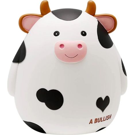 Tirelire vache mignonne incassable pour enfants, cadeau parfait pour anniversaire ou fête (blanc)