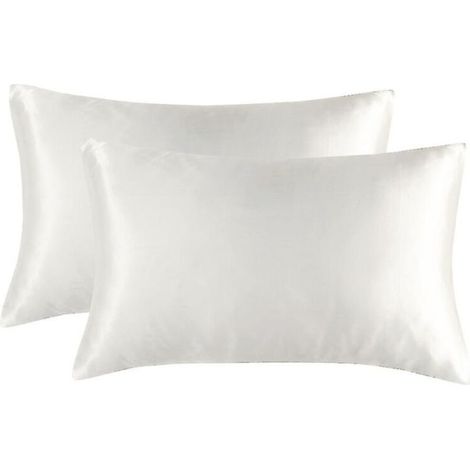 Taie d'oreiller blanche 100 % soie de mûrier pour la santé des cheveux et de la peau, 51 x 76 cm (1/4)