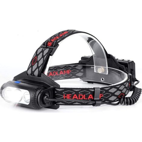 Vtizikl Lampe Frontale LED, Torche Frontale Puissante USB Rechargeable avec 6 LEDs,8 Modes D'éclairage Réglable, IPX54 (1/5)