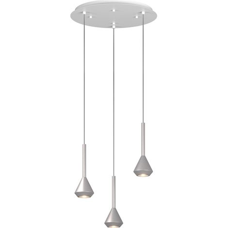 Lampadario Moderno Aygo Metallo Bianco E Alluminio 3 Luci Gu10
