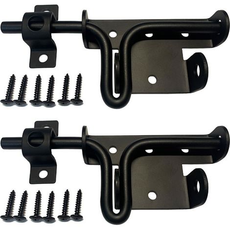 Verrous Loquet Porte à Boulon Coulissant Extérieur, Serrure de Porte avec Trou de Cadenas Inox Targette Loquet de Portail de Fermeture noir(2 articles) (1/4)