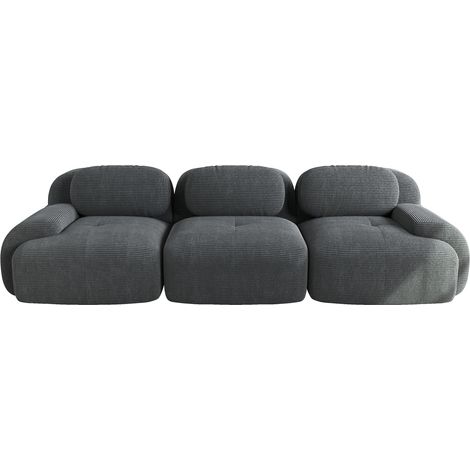 ELVMI Sofá modular de esquina 3 plazas con reposabrazos ergonómicos y base antideslizante en pana Gris (1/5)