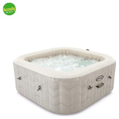 piscina idromassaggio gonfiabile intex "chevron deluxe" marrone effetto rigato 4 posti 175x175x71 cm - cod. 28446np