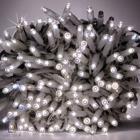 Se'rie de guirlandes Luccika de lumie'res de Noel a' led avec MaxiLed pour une utilisation professionnelle en inte'rieur et en exte'rieur Tutto Flash 10 metri - 100 MaxiLed Bianco Ghiaccio