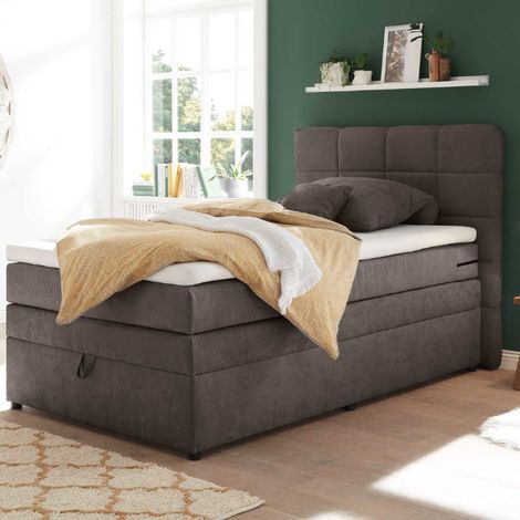 Lit boxspring Tahoe 120x200cm avec espace de rangement - taupe (1/4)
