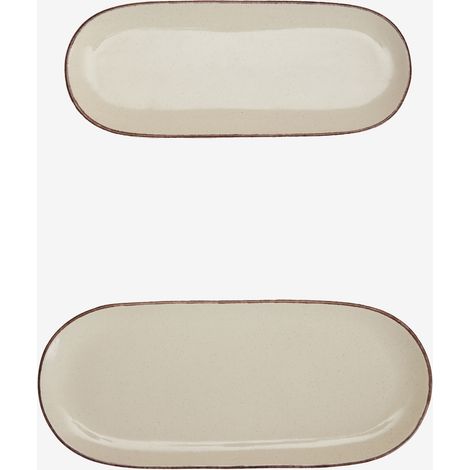 SKLUM Set aus 2 Tabletts aus Steingut Ronilena Tapioka Beige - Braun