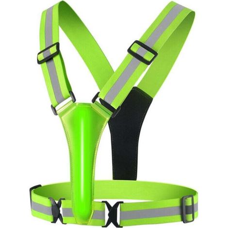 USB Rechargeable LED Safety Vest – Reflective – with LED lighting and 2 reflective stripes for jogging, hiking or cycling at night