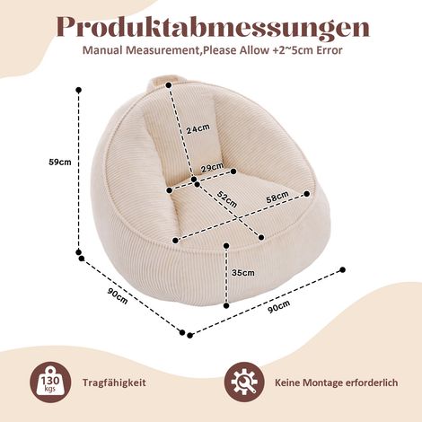 Pouf ottoman beige, assise moelleuse pour adulte et enfant, idéal salon, chambre, espace jeux ou bureau, coussin design polyvalent (1/5)