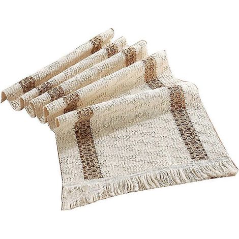 Chemin de table pour décoration estivale, chemin de table en macramé style ferme de 180 cm (70,8 pouces), en coton et lin tissés. (1/5)