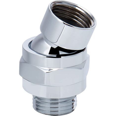 Adjustable Brass Swivel Ball Joint, Shower Connector, Swivel Ball Joint, Shower Adapter, Suitable for Connecting Shower Heads and Water Pipes, Silver (1/3)