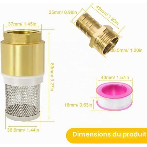 1" Vanne Non Retour Pompe, Crepine Pompe, Clapet Anti Retour 1 Pouce (1/5)