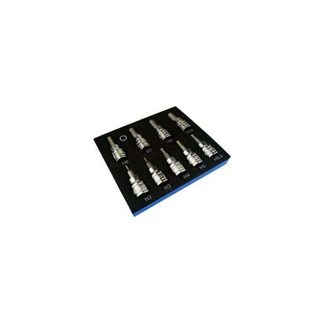 Jeu de 9 douilles hexagonales 3/8", clé Allen métrique 2-10 mm, coffret – (1/5)