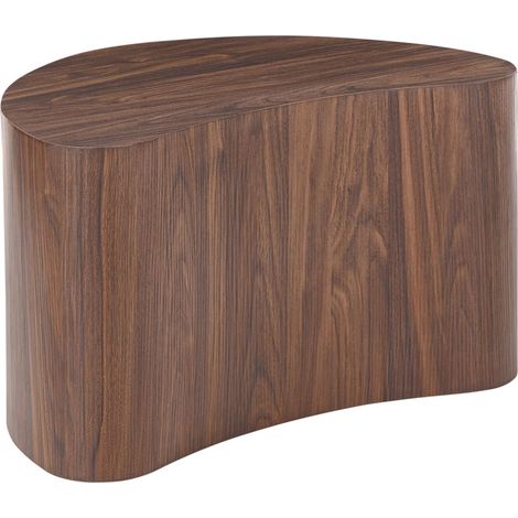 Side Table Dark Brown MDF with Paper Veneer Kidney-Shaped Living Room Modern Style BILPA