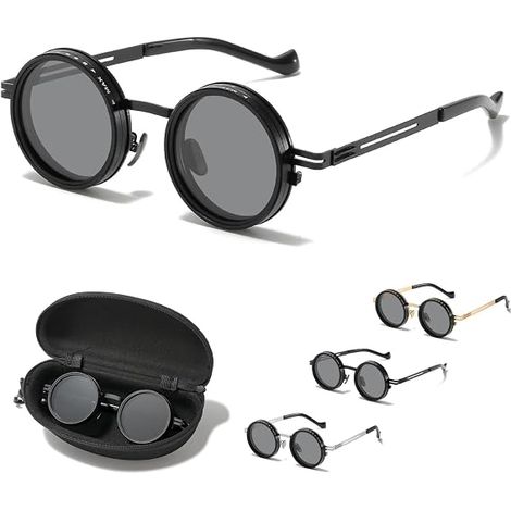 Verstellbare, getönte, runde, polarisierte Retro-Sonnenbrille, verstellbare, polarisierte Reise-Sonnenbrille für Outdoor-Aktivitäten, Brille mit ND-Filter (1/5)
