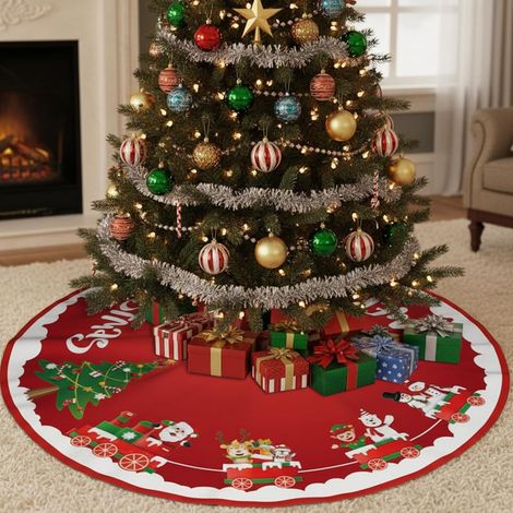 Roter Weihnachtsbaumrock 90 cm - Dekorative Baumabdeckung für Zuhause und die Feiertage (Schnee) (1/5)