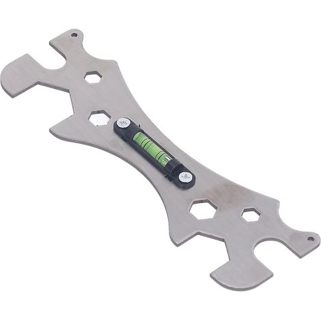 Clé de salle de bain multifonctionnelle universelle, clé spéciale avec robinet de niveau d'installation de plomberie, ouvre-bocaux, argent (1/5)