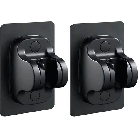 Lot de 2 Duschkopfhalterung Sans Perçage Fortement Adhésif, Support de Douchette pomme de douche Support, Noir (1/5)