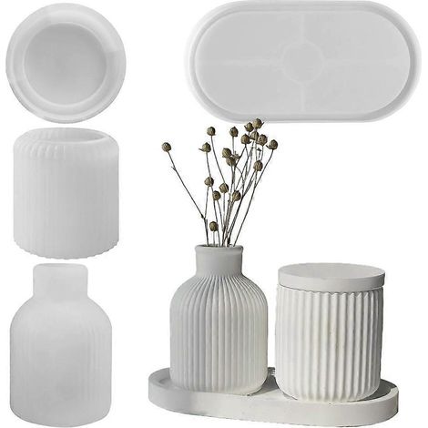 Silicone Planter Molds, 4 Pcs Plaster Vase Silicone Mould-As Shown- (1/5)
