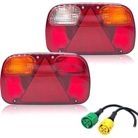 2 Halogen-Rückleuchten (12 V), 5-poliger Bajonettstecker, ECE-geprüft, 7 Funktionen für Anhänger und Lkw (1/5)