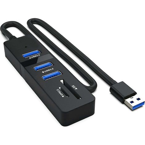 Hub USB 3.0 portable à 3 ports avec lecteur de carte microSD et indicateur lumineux LED (accessoireda) (1/5)