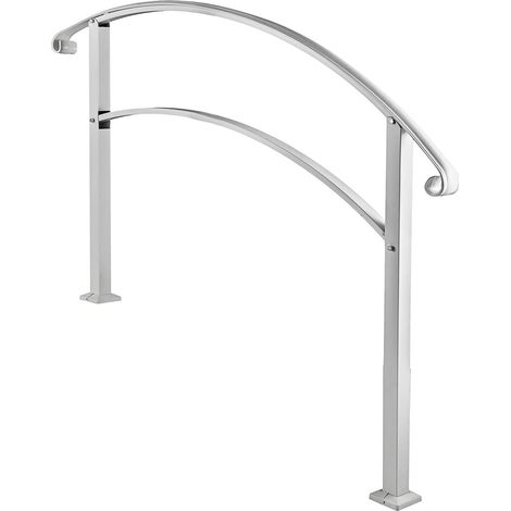 La Main Courante en Fer forgé s'adapte à 1 ou 5 marches avec Le kit d'installation (Color : Silver, Size : White 4Ft) (1/5)