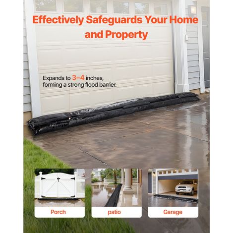 Barrière Anti-Inondation, 8 Pcs, Sacs 3050 x 210 mm Activés par Eau, Barrière Absorbante Réutilisable, Sacs Sans Sable, Protection Maison Porte Cave Garage (1/5)