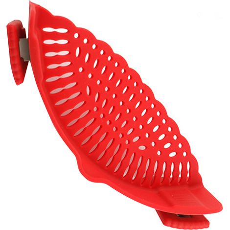 Passoire à clip en silicone Snap N Strain pour casseroles, viande, légumes, fruits, ustensiles de cuisine rouges (1/5)