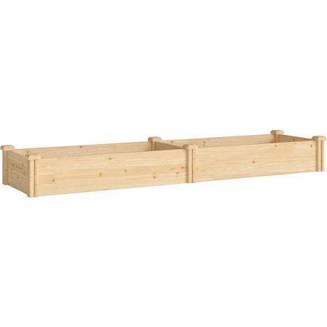 Carré surélevé en bois naturel, avec séparateur, fond ouvert, châssis froid, dimensions 235 x 66 x 26 cm. (1/5)