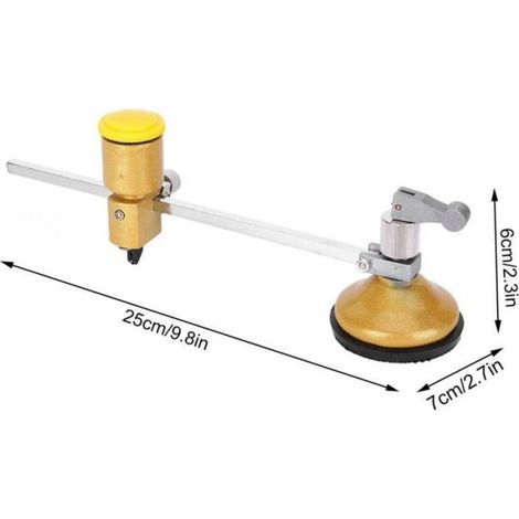 Coupe-verre rotatif 360° - - diamètre réglable jusqu'à 40 cm - outil professionnel - précision (1/4)