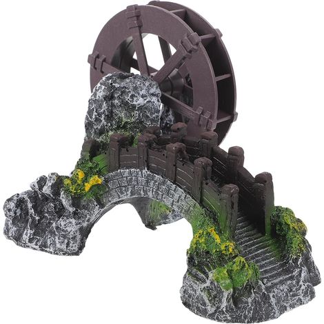 Aquarium D cor Pont avec Roue Eau Rotative Pompe Oxyg ne Int (1/5)