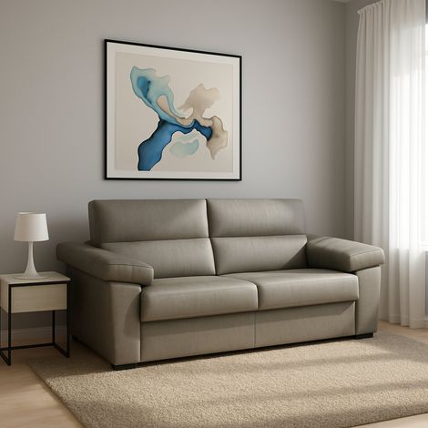 Sofá Cama 2 Plazas Fisciano, Desenfundable, con Almacenaje, Hecho en Italia, Abatible, 205x95 cm Gris Tortora (1/5)