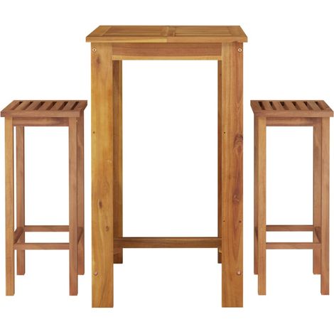 Set da pranzo da giardino mobili da esterno 3 pezzi in legno massello di acacia 020013595