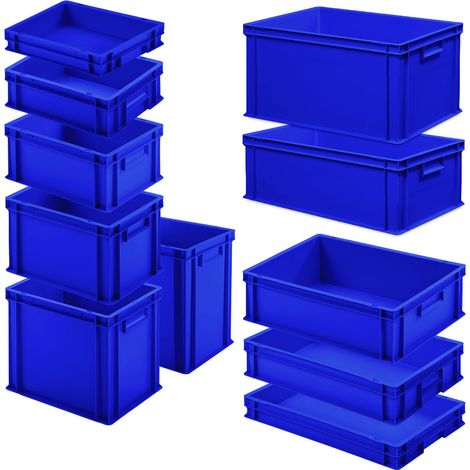 BRB Set mit 11 Eurobehältern in 11 versch. Größen/Höhen, 6x 400x300 / 5x 600x400 mm, blau